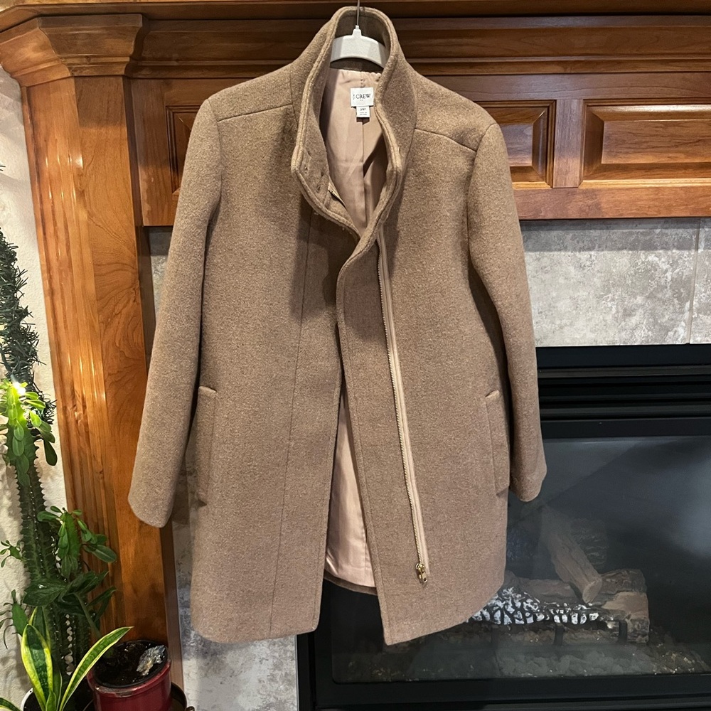 J. Crew. City coat with button neck. Never worn. Size 2P.